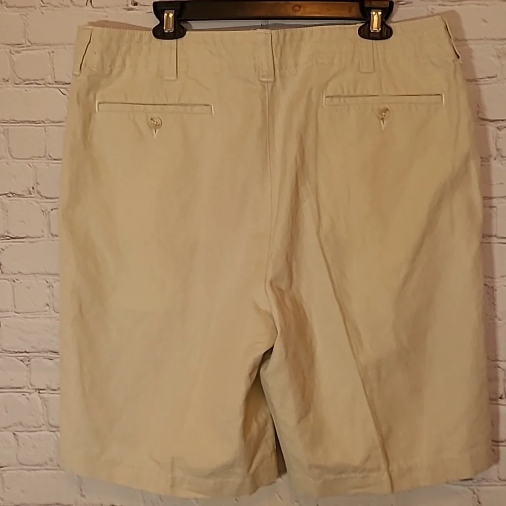 Light Khaki size 38 Linen Cotton Men's Shorts Flat Front Casual